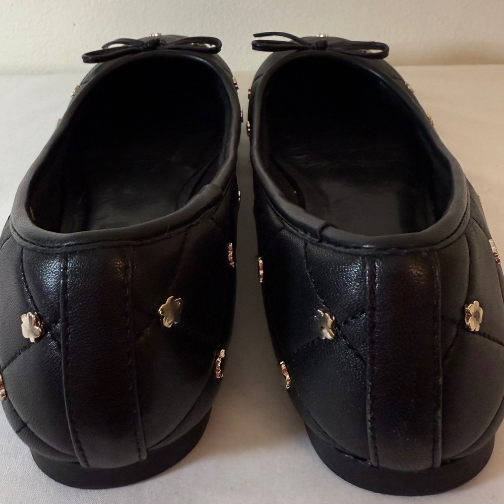 Ted Baker Libban Black Quilted Gold Magnolia Ballerina Flats Size 37 7 SKU 0024 - Picture 5 of 13